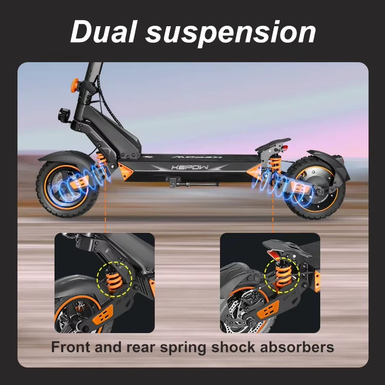 Kepow K3 off-road electric scooter dual suspension system