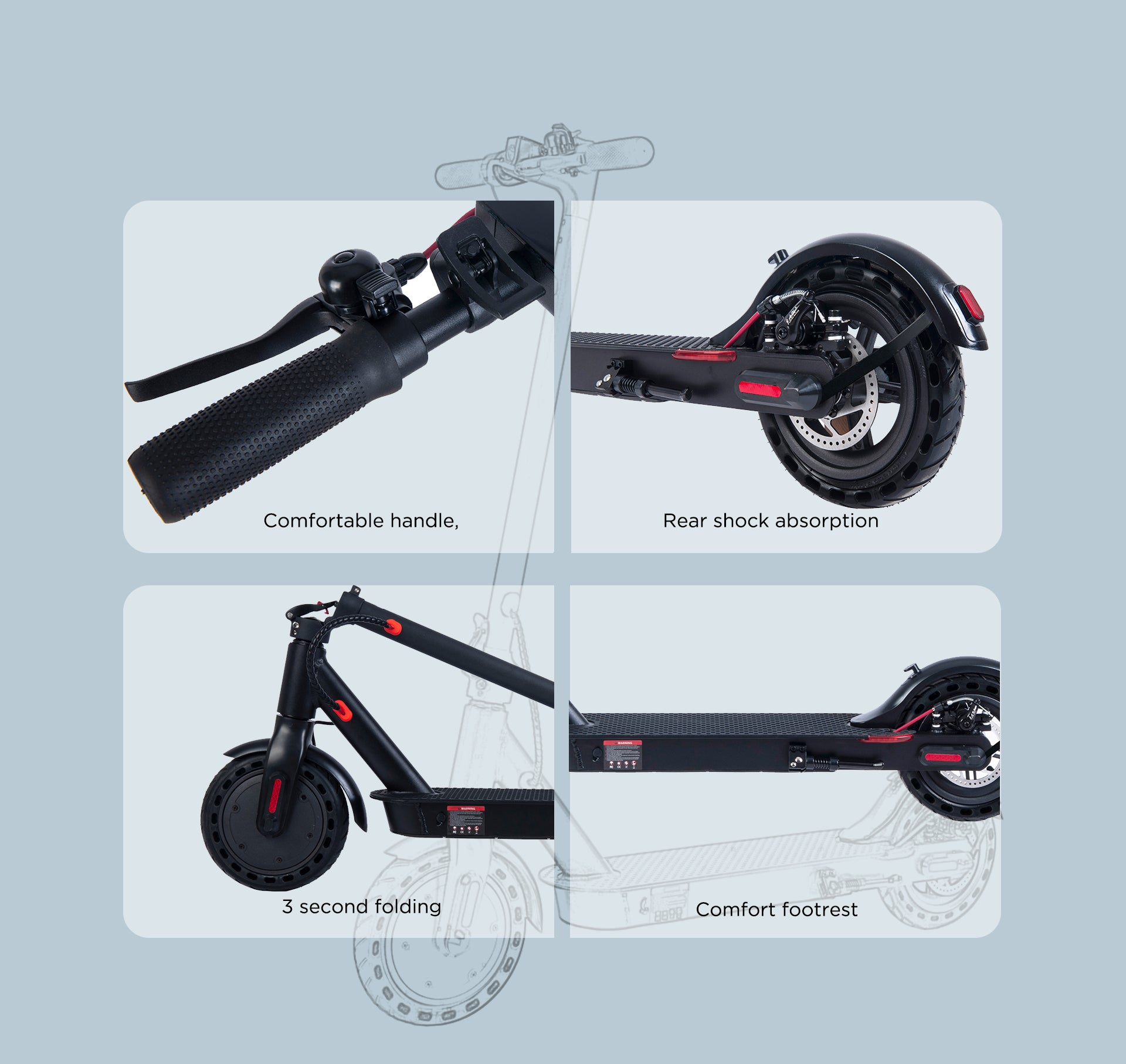 Kepow E9Pro lightweight commuter electric scooter lighting system